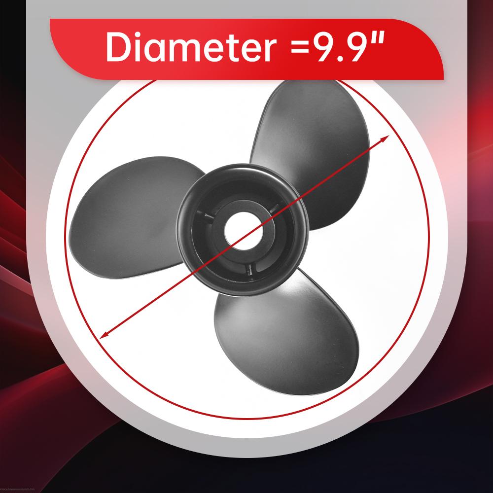 Гребной винт из алюминиевого сплава для подвесного двигателя Tohatsu Mercury Nissan — 9,9 x 13 дюймов, 3 лопасти, 10 шлицев — подходит для лодочных моторов мощностью 25–30 л.с.