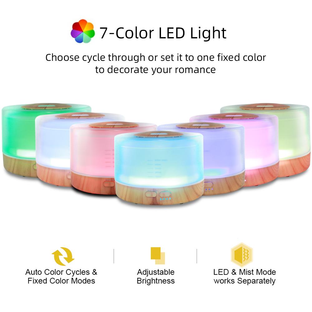 500ml Aromatherapy Diffuser Set with 6 Therapeutic Oils, 7 Calming Lights, Auto-Off & Silent Ultrasonic Mist for Relaxation