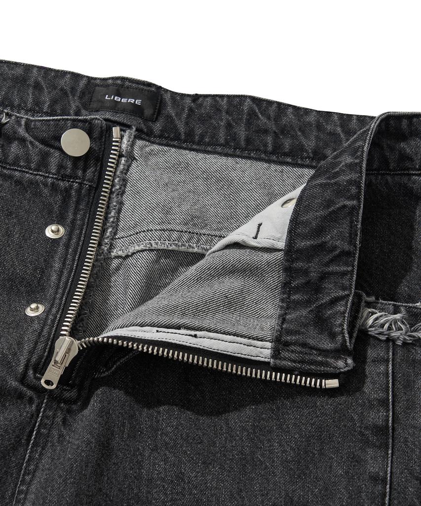 LIBERE Denim Biker Baggy Pants / Black