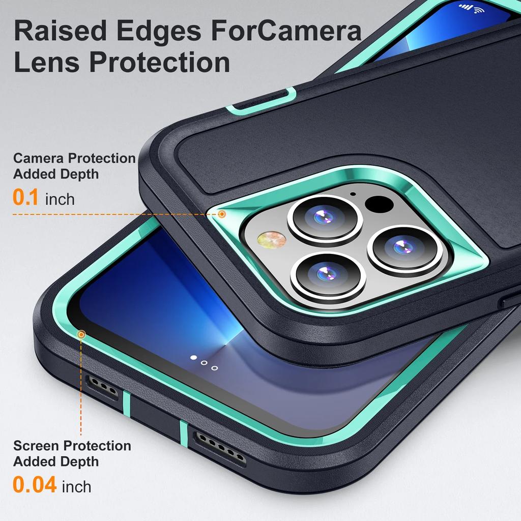 3 In 1 Defend Heavy Armor Holder Shockproof Case for IPhone 16 Pro Max 15 13 14 11 12 Bracket Stand Military Rugged Protective Kickstand Cover