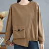 Pullovers Women Long Sleeves Autumn Winter Cotton Blouse Oversized Comfortable Stretch  Solid Color Round Neck Loose Tops