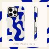 Минималистичный чехол для телефона с синими завитками для IPhone 17AIR 16E 16 15 14 13 12 11 17 Pro Max Plus Двухслойная задняя крышка