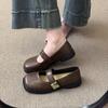 French Retro Shallow Mouth Single Shoes Women's 2025 Summer New Soft-soled Square Head Small Leather Shoes with Skirts Mary Jane Women's Shoes