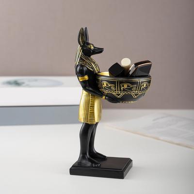 25см Фигурка Анубиса Смола Фигурка Египетского Бога с Чашей Искусство Древнего Египта Скульптура Декор Древнего Египта и Настольный Органайзер