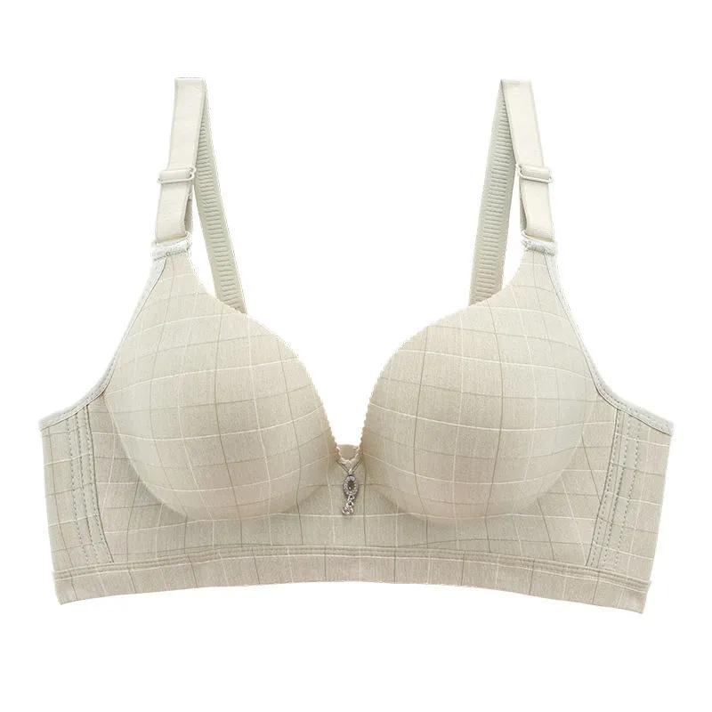 Gather Bra for Women Plaid Thick Adjustable Invisible Bra Without Steel Ring A Cup Sexy Push Up Bralette Sensual Lingerie