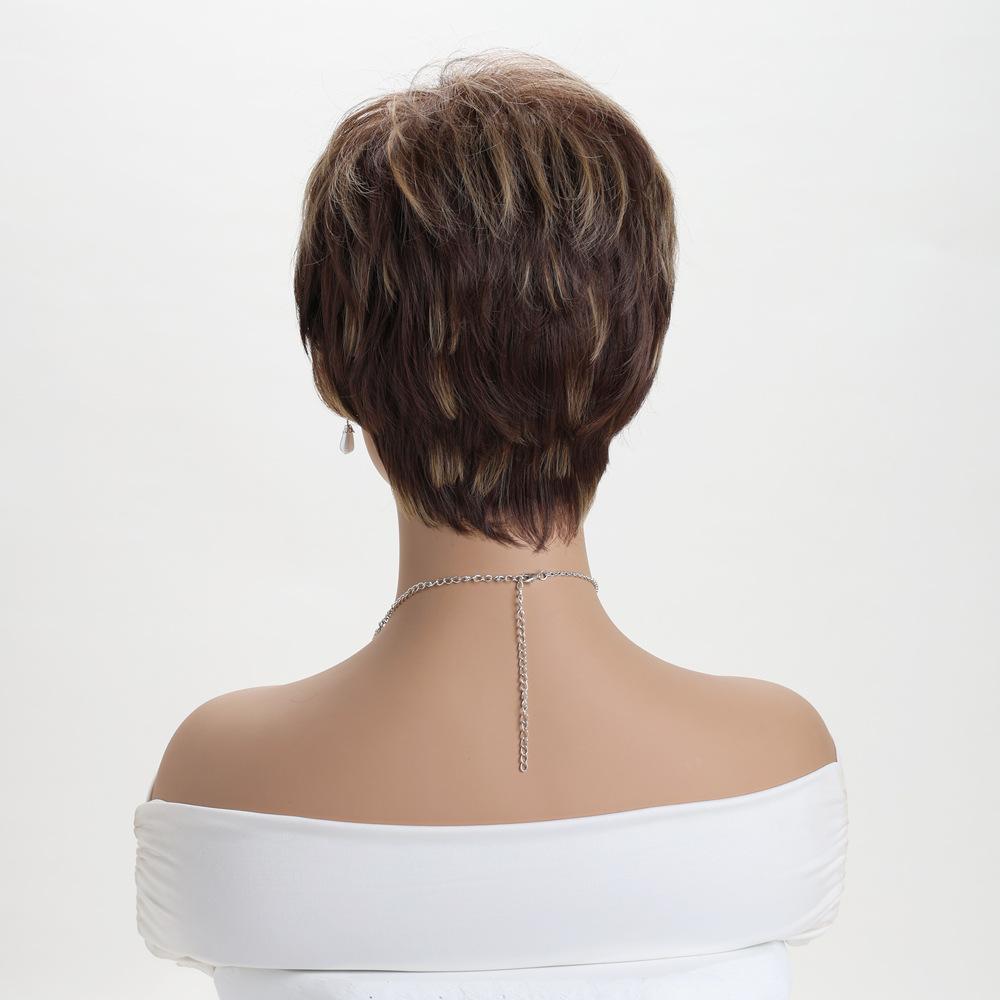 Короткие пикси парики для белых женщин, смешанные светлые короткие парики с коричневыми синтетическими натуральными волосами, парики для женщин