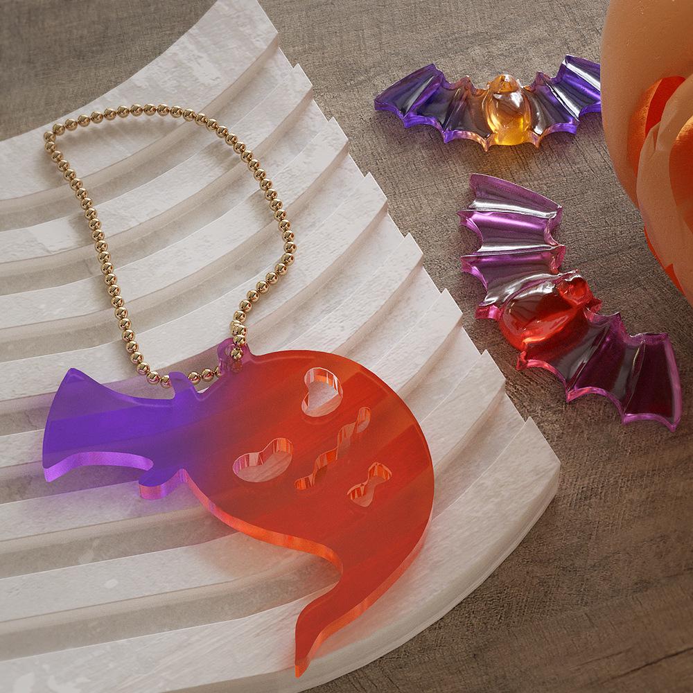 DIY Silicone Mold for Halloween Crystal Epoxy Earrings: Devil, Ghost, Pumpkin, Bat, and Owl Pendants