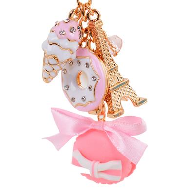 Прекрасный сплав Эйфелева башня смолы миндальное печенье сладости брелок для ключей украшения