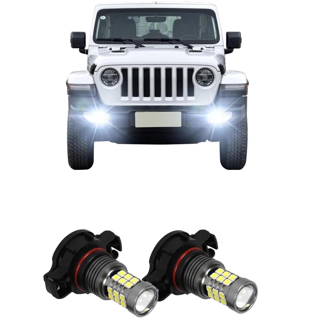 Front Fog Lights Wrangler JK JL 2010-2019 2PCS LED Car Front Fog Lamp Bulb