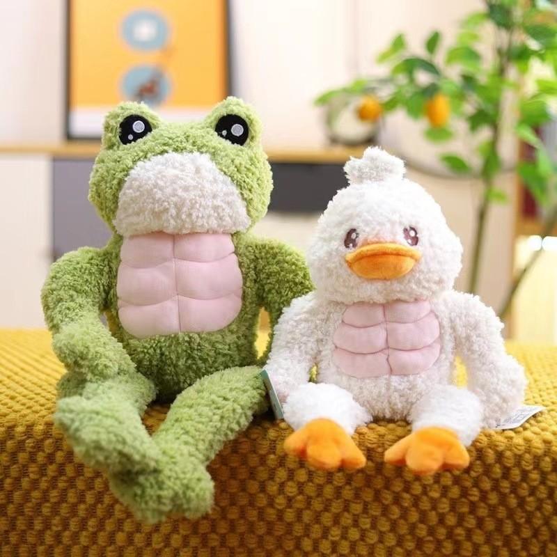 Fitness Muscular Frog Duck Plush Toys Cute Animal Stuffed Dolls Kids Gifts Soft