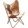 Handmade Cowhide Leather Butterfly Chair Lounge Accent Relax Arm Chair Folding