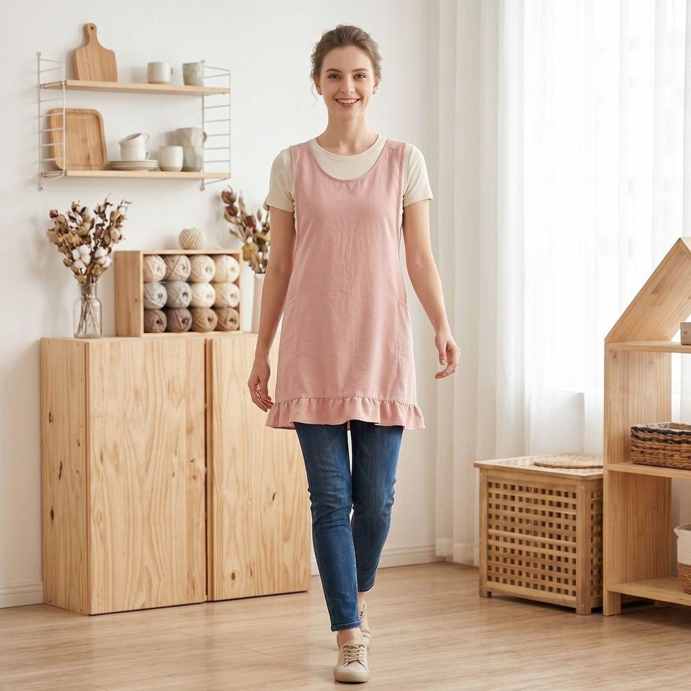 with Pocket Cooking Apron Stain-Resistant Baking Apron Comfortable Sleeveless Apron Restaurant