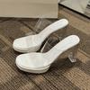 Summer Women Pumps Sandals PVC Jelly Slippers Sexy Open Toe High Heels Transparent Perspex Slippers Shoes Clear Heel Sandals