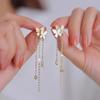 Fashion Trend Unique Design Elegant Delicate Double Butterfly Long Tassel Earrings Ladies High Jewelery Birthday Party Gift