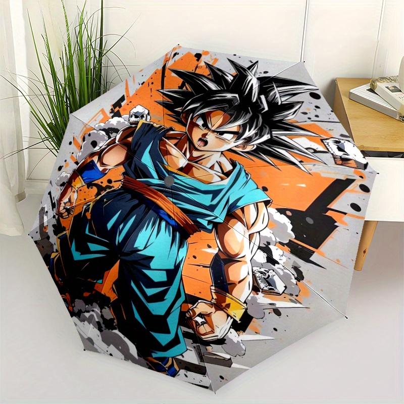 Goku Cartoon Umbrella, Portable 3-Fold Compact Umbrella, Suitable for Camping, Hiking and Travel, Ideal Easter Birthday Gift for Family and Friends.C0