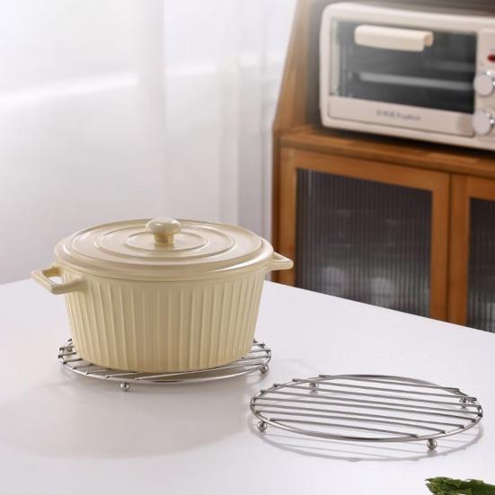 Утолченная подставка под горячее из нержавеющей стали с ковриком для кастрюль, нескользящие ножки, термостойкая, для горячих блюд, сковородок, мисок, защита от ржавчины