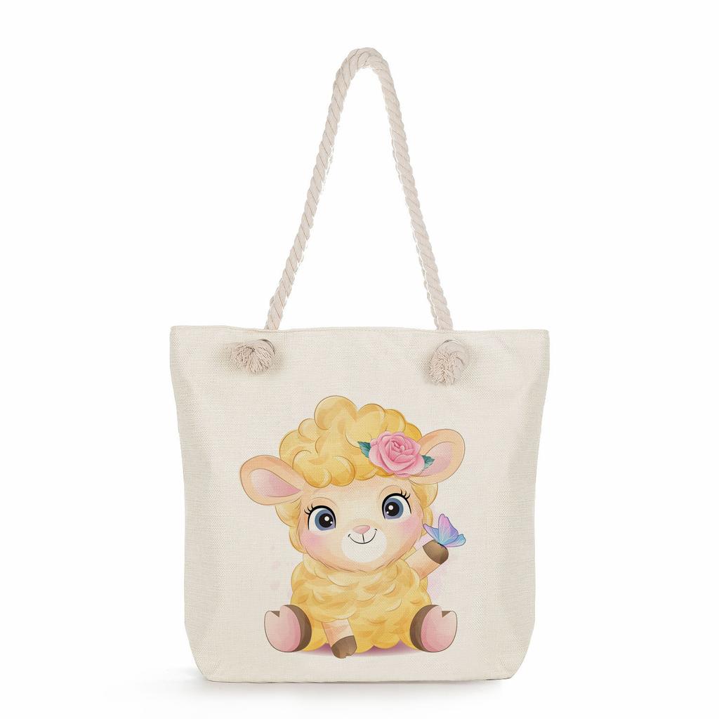 Многофункциональная Милые животные Принт Толстая веревка Плечо Пляжная сумка 7586