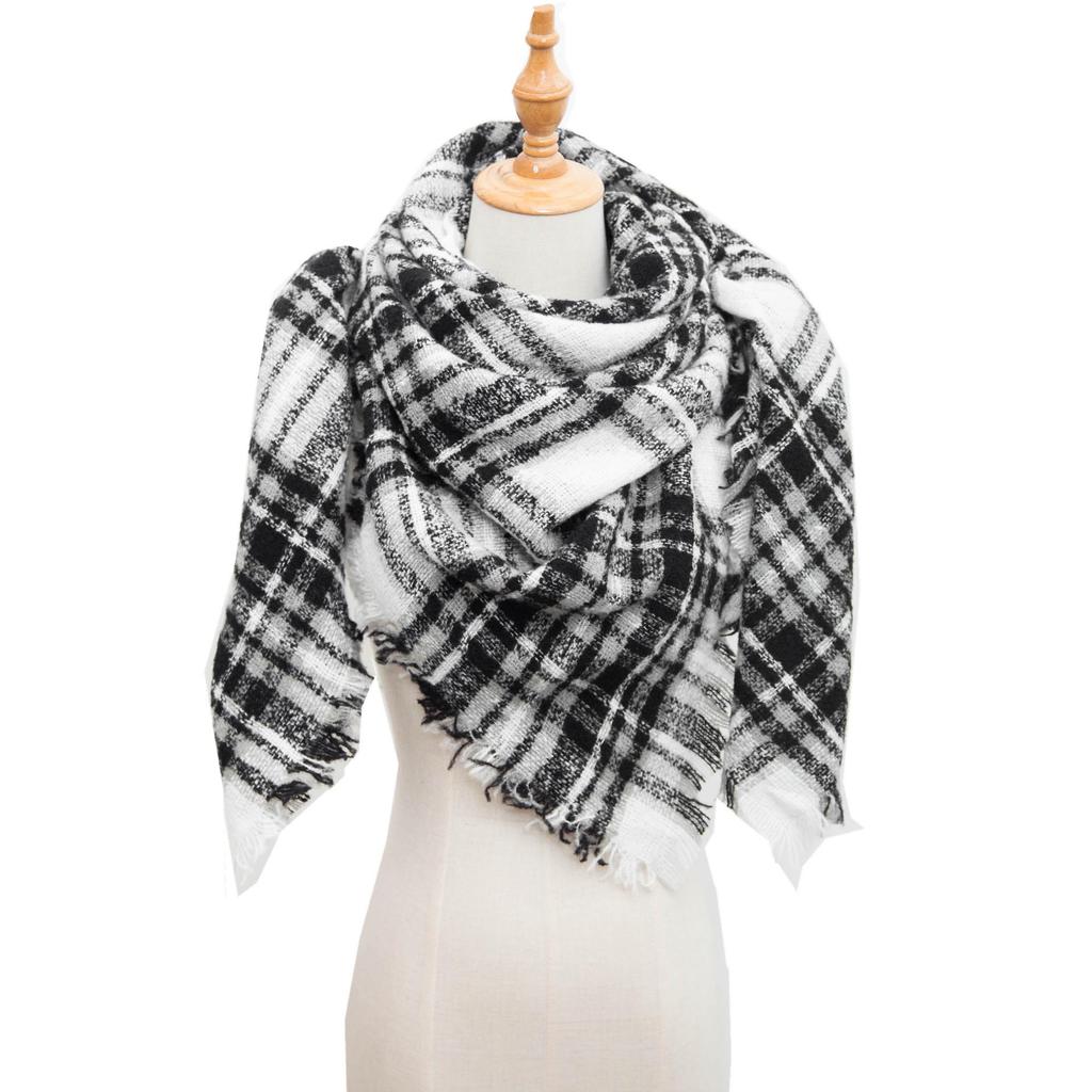 European and American Style Large Check Triangle Snood Scarf - Spring, Autumn, Winter