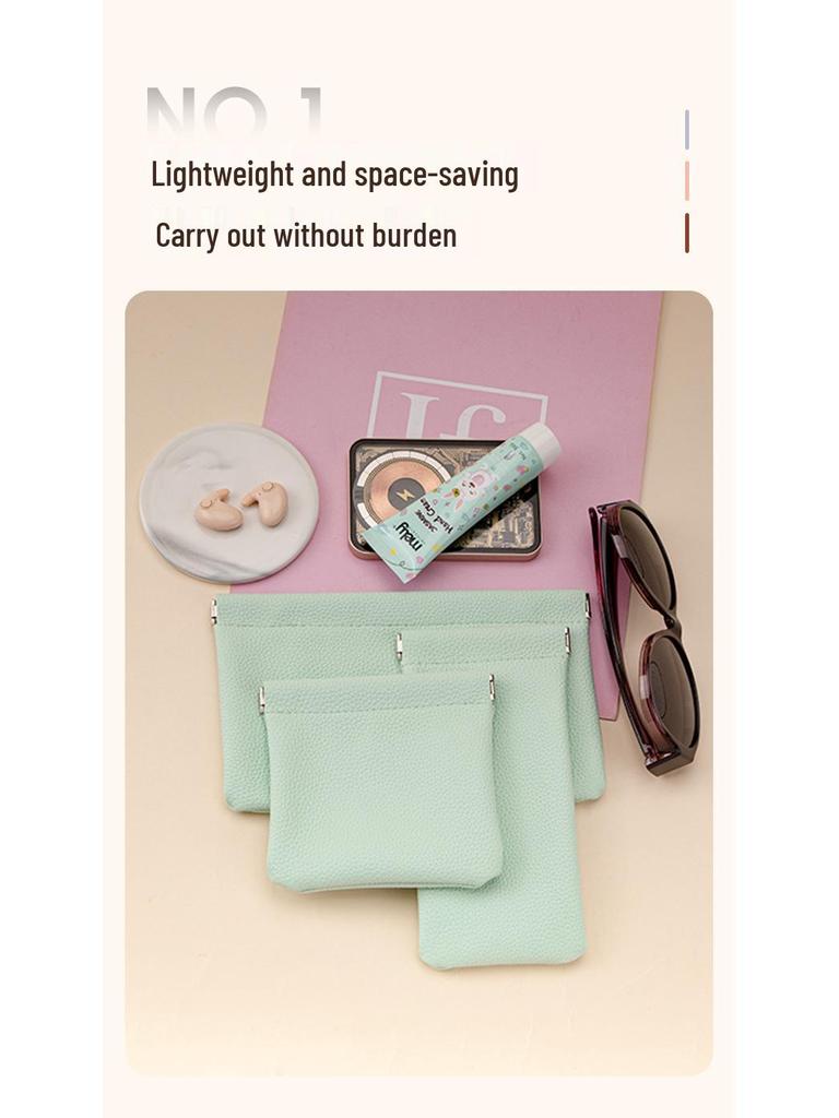 Однотонная сумка для хранения большой вместимости для кабелей, наушников и косметики с автоматическим закрытием и узором личи