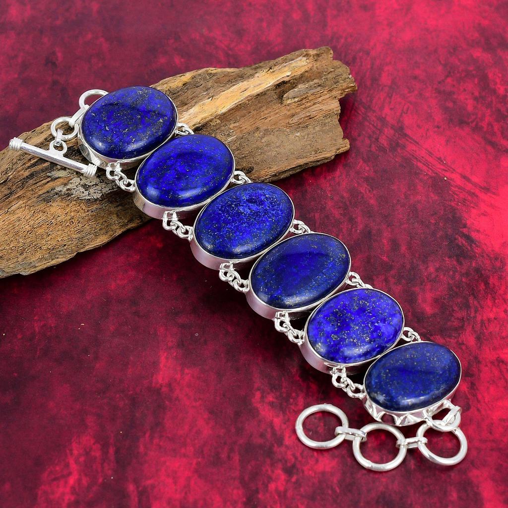 Лазурит из стерлингового серебра 925 пробы, ожерелье и браслет, комплект ювелирных изделий, прекрасный ювелирный подарок ручной работы для нее, комплект ювелирных изделий из драгоценных камней