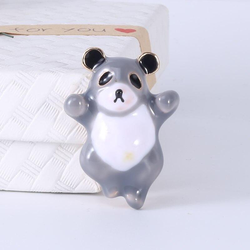 Blucome Cute Enamel Bamboo Panda Animal Brooch for Kids Rhinestone New Fashion Shirt Dress Backpack Jewelry Pins