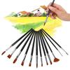 12 Pcs Painting Brush Nylon Hair Wooden Watercolor Gouache Painting Supply Kit