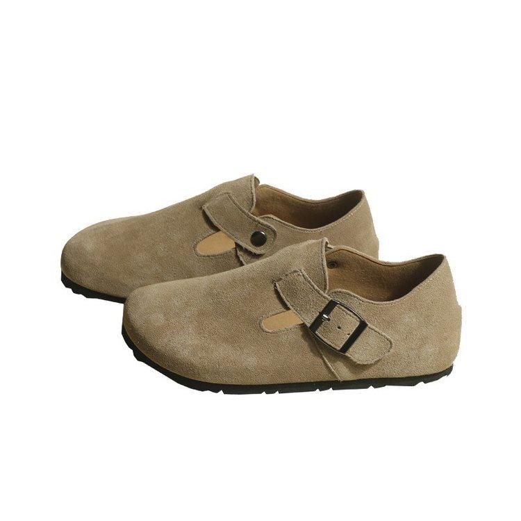 [Цзыянь] Однотонные туфли, матовая натуральная мягкая кожа, ретро туфли Бокен, женские повседневные туфли на одной педали, туфли Doudou на плоской подошве