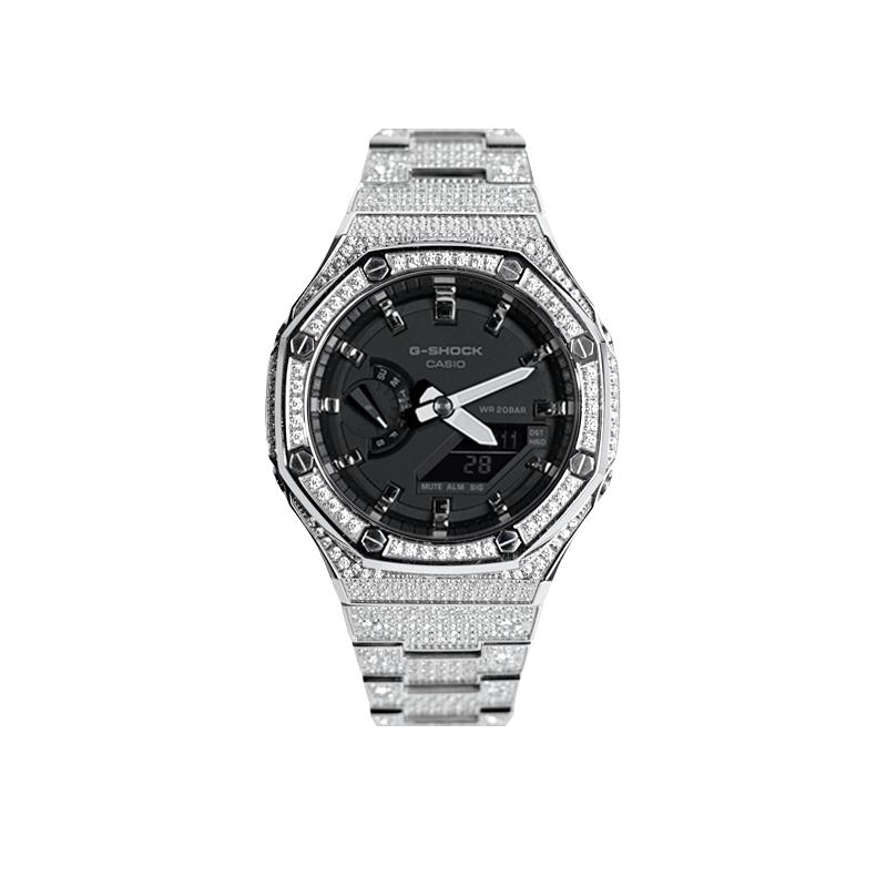 Casio Мужские часы с двойным дисплеем (жидкокристаллический/аналоговый) Серия Черные часы GA-2100-1A-