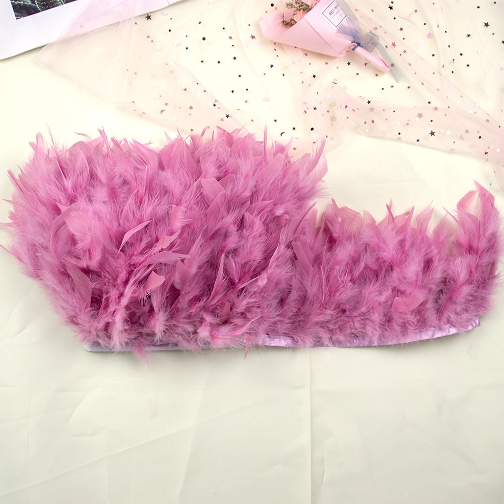 1yard Natural Turkey Feathers Trims Ribbon 4 -6inch For Jewelry Crafts Accessories Wedding Party Skirt Clothing Sewing Decoration