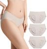 Set of 3 PRESSLIM Seamless Panties Underwear Panties Seamless Pants Women's [Grey Beige/M (Hip 87-95cm)] Women's