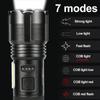 Tactical Rechargeable LED Flashlight, 7 Modes High Brightness Flashlight for Emergency, Hiking, Camping, Camping Equipment