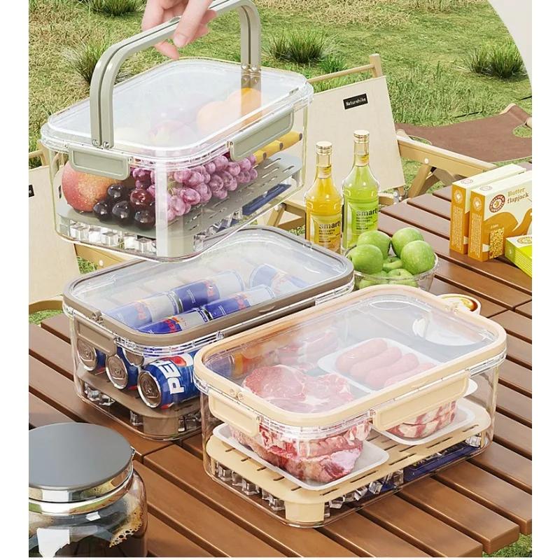 Portable Large Capacity Multifunctional Sealed Refrigerated Lunch Box Handheld Fresh-keeping Box Food Grade Fruit Sealed Box
