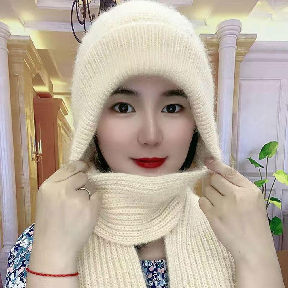 Neck Warmer Beanie Hat Scarf Thickened Scarf Set Hooded Fashion Ear Protection Hat Cycling