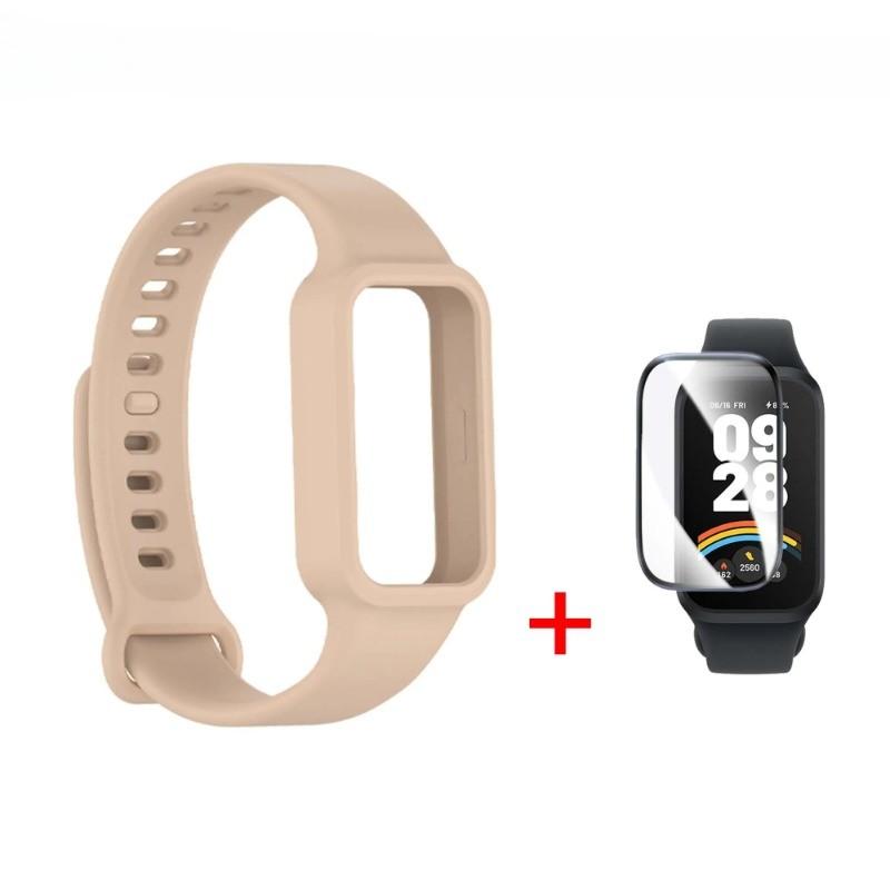 Силиконовый ремешок + защитная пленка для Xiaomi Mi Band 9 Active / Redmi Band 3 Ремешок Сменные ремешки Аксессуары