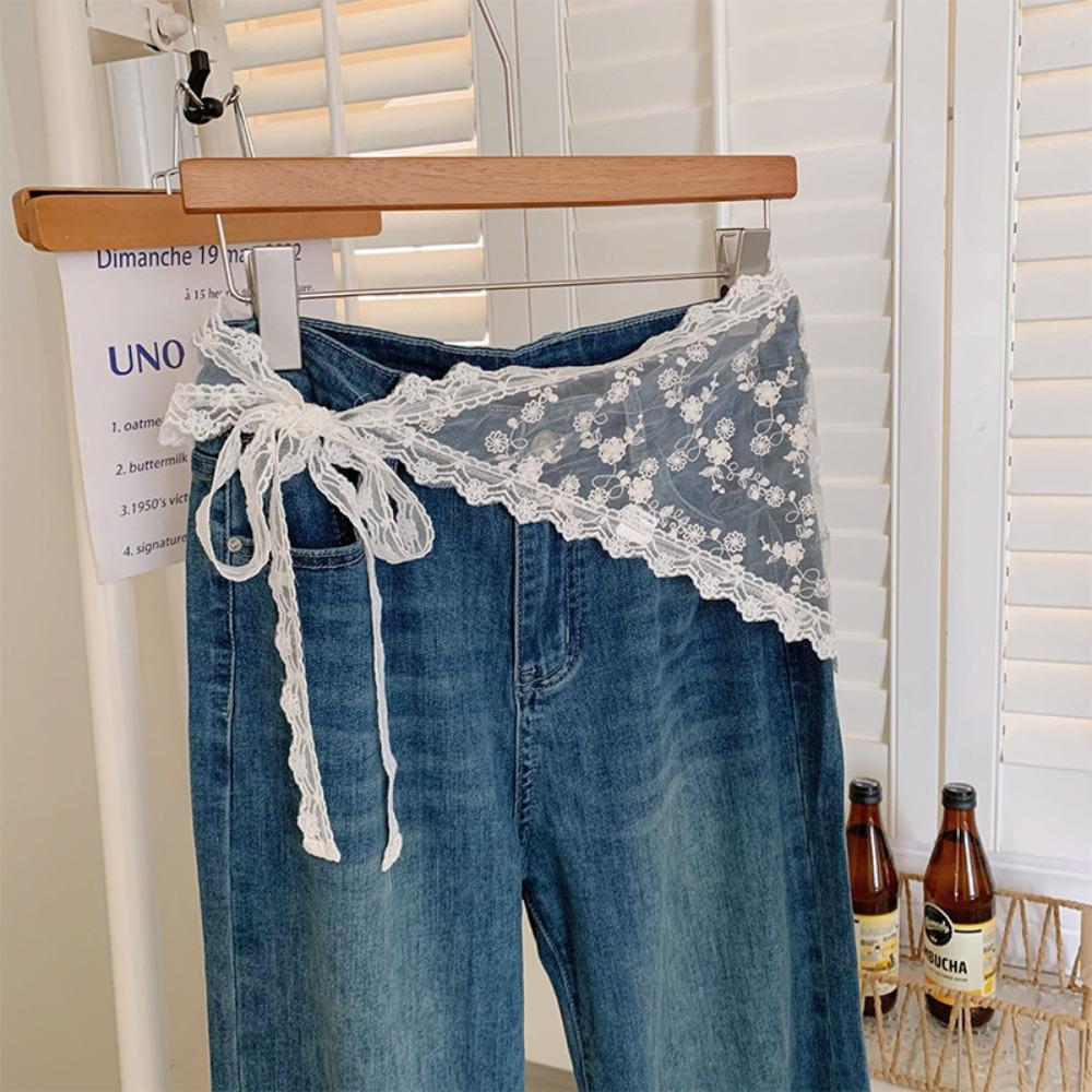 Floral Printed Lace Triangle Scarf Embroidered Embroidered Flower Scarves Butt Curtain  Party