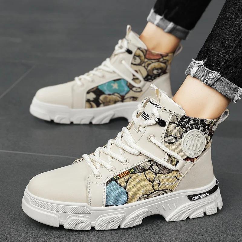 Fashion Motorcycle Boots for Men 2024 Winter British Fashion Work Short Boots Fashion Outdoor Mountaineering Sports Casual Shoes