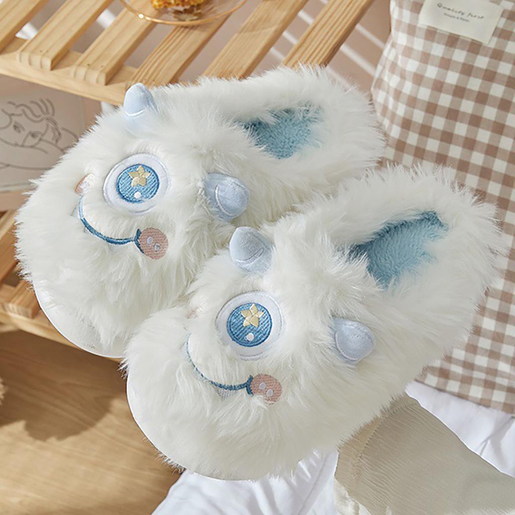 Милые зимние пушистые тапочки для женщин, домашние нескользящие домашние тапочки, теплая зимняя домашняя обувь