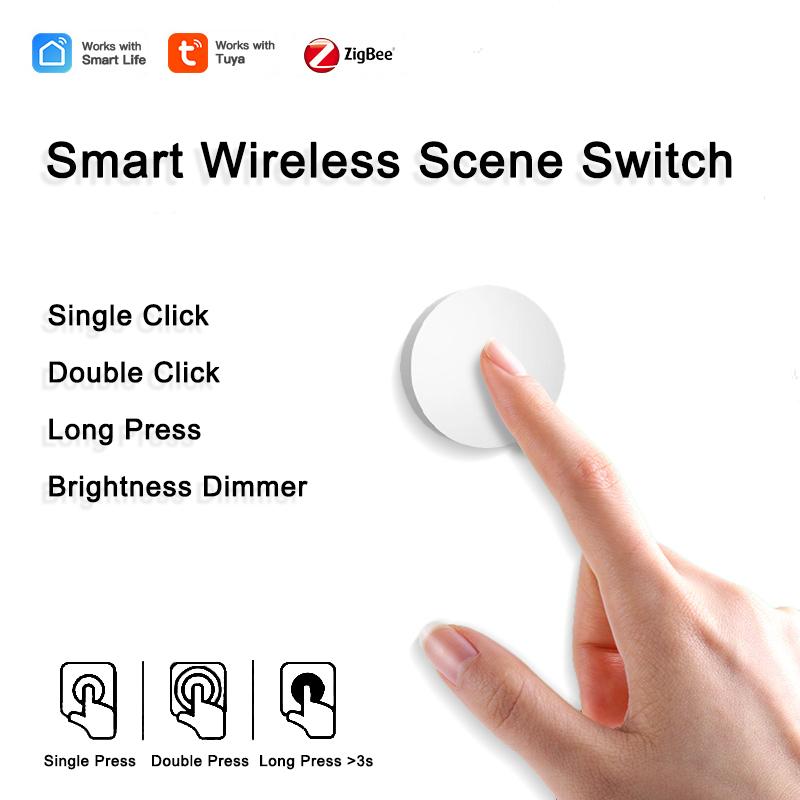 Tuya ZigBee Smart Button Scene Switch Беспроводной пульт дистанционного управления с одной кнопкой Многофункциональный переключатель сценариев Голосовой помощник Google Alexa