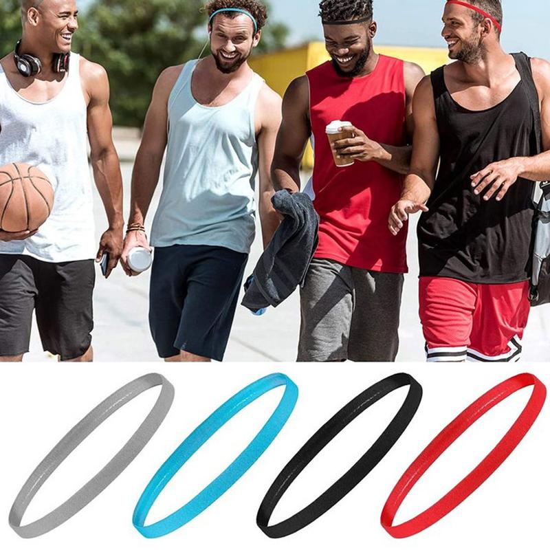 Простая унисекс однотонная спортивная повязка для волос с нескользящей полоской, эластичная повязка на голову