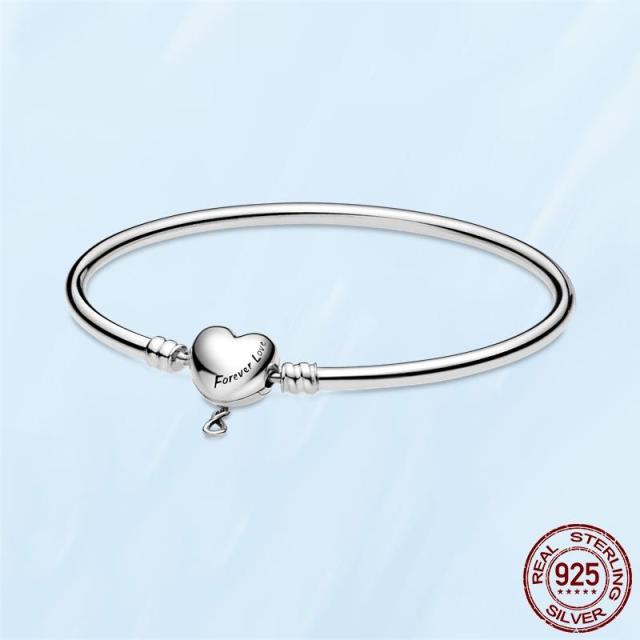 Femme Браслет 925 пробы стерлингового серебра змея браслет-цепочка в форме сердца для женщин Fit Charms Бусины ювелирные изделия подарок