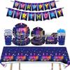 Neon Birthday Party Tableware Set: Plates, Cups, Napkins & Decorations