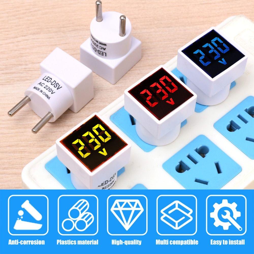 50-500V Test Indicator Light Voltmeter EU Plug Car Motorcycle Detector Durable Digital Voltmeter