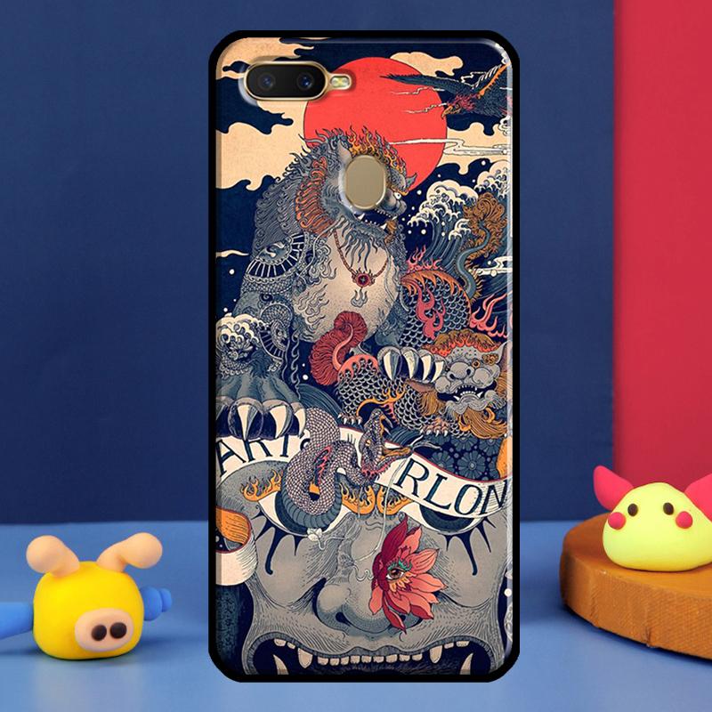 Японский стиль Искусство Чехол для Oppo A16 A76 A96 A58 A78 A98 A5 A9 A91 A15 A17 A77 A52 A72 A74 A94 A54S A57S Чехол