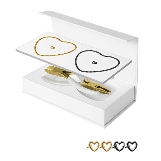 1 Set Permanent Bracelet Kit Includes 2 Bracelets 4 Heart Buttons 2 Pliers Forever Jewelry Making Tools DIY Crafting Project Valentines Day Engagement