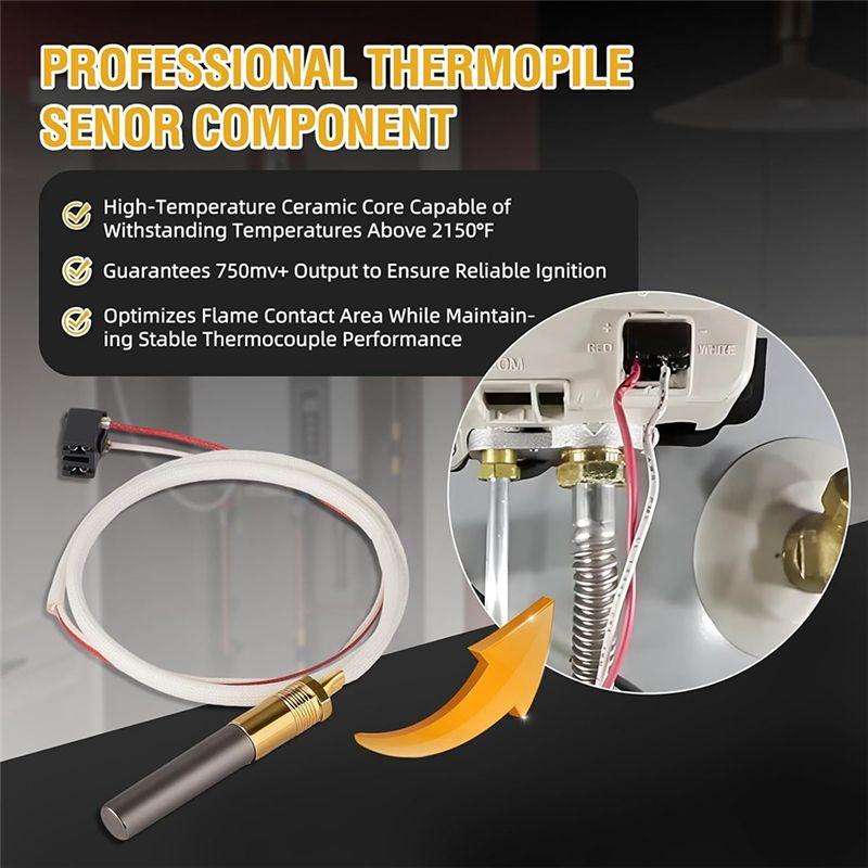 ABUL-For Rheem, Ruud, Richmond Water Heater LP Thermopile Sensor Replacement Kit- Compatible Models SP20824/SP21058