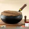 Чугунная сковорода с деревянной крышкой, сковорода для кипячения, индукционная плита, сковорода для жарки, китайский вок для кухни, отеля, дома, кемпинга