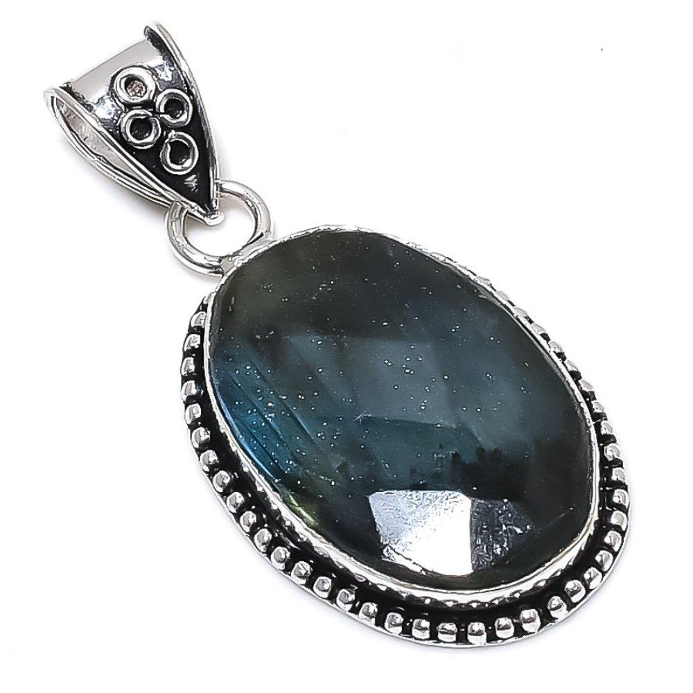 Labradorite Gemstone Handmade 925 Sterling Silver Jewelry Pendant 2.09" O1f43