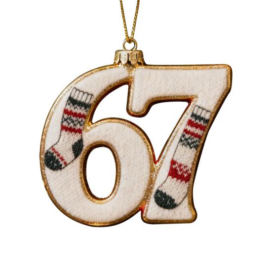 67 Christmas Ornament 2D Flat Funny Six Seven Meme Christmas Decoration Gifts for Teens Adults Humor Lovers