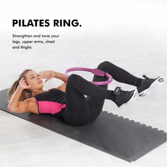 Women Pilates Ring with Non-slip Grip Handles Leg Toning Inner Thigh Pelvic Floor Exercise Yoga Circle Home Gym Fitness Equipment