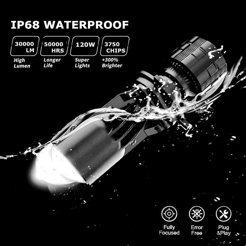 Лампы H4-30 000 лм Чрезвычайно яркие 6000K Белые С функцией ближнего/дальнего света С четкой светотеневой границей, H4/9003/HB2 Мини-прожекторные линзы Комплект для переоборудования